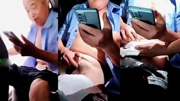 中年带粉丝车内玩射制服胖伯